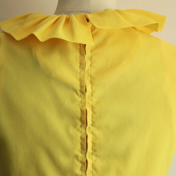 Vintage 1960s Blouse, Teddi of California Yellow Ruffle Collar Top, Zipper Back - Picture 9 of 10